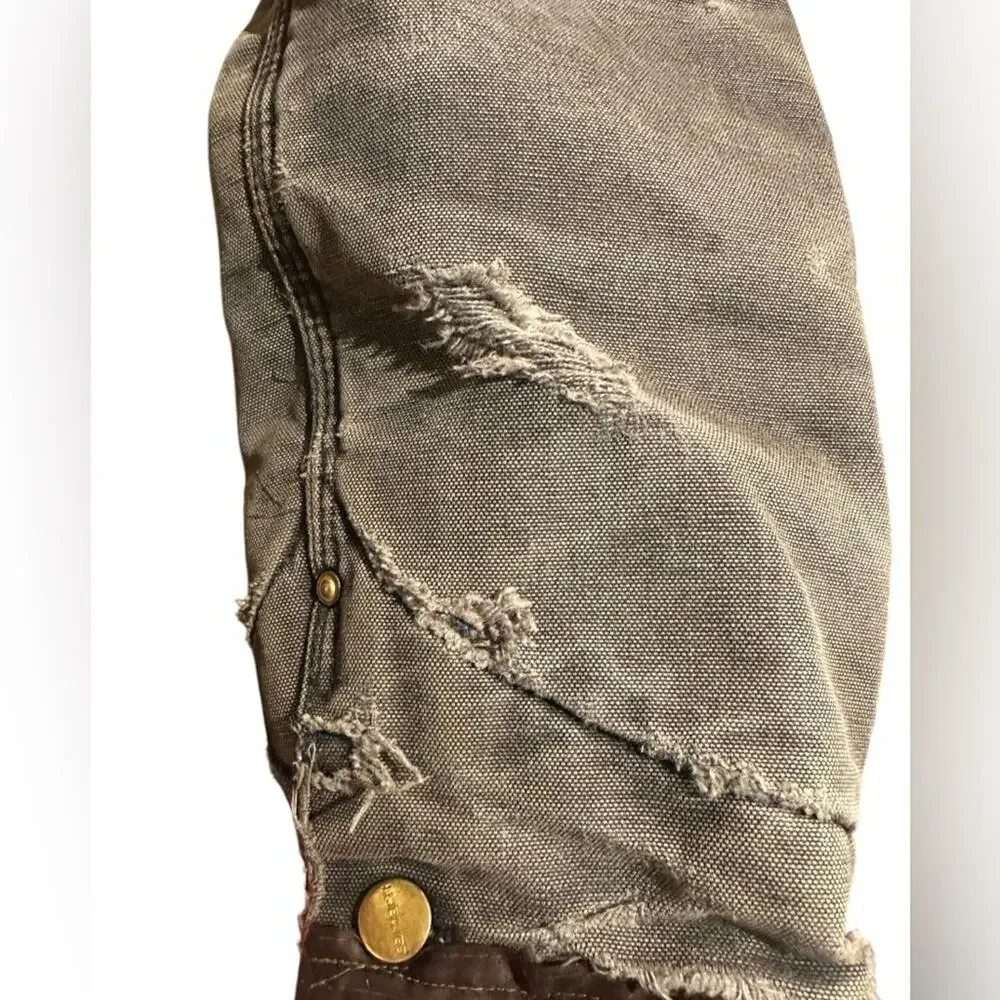 Vintage Carhartt Blanket Lined Chore Coat Heavily Distressed Brass Button XL